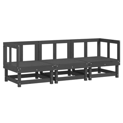 3-tlg. Garten-Lounge-Set Grau Massivholz Kiefer - Pazzar.ch