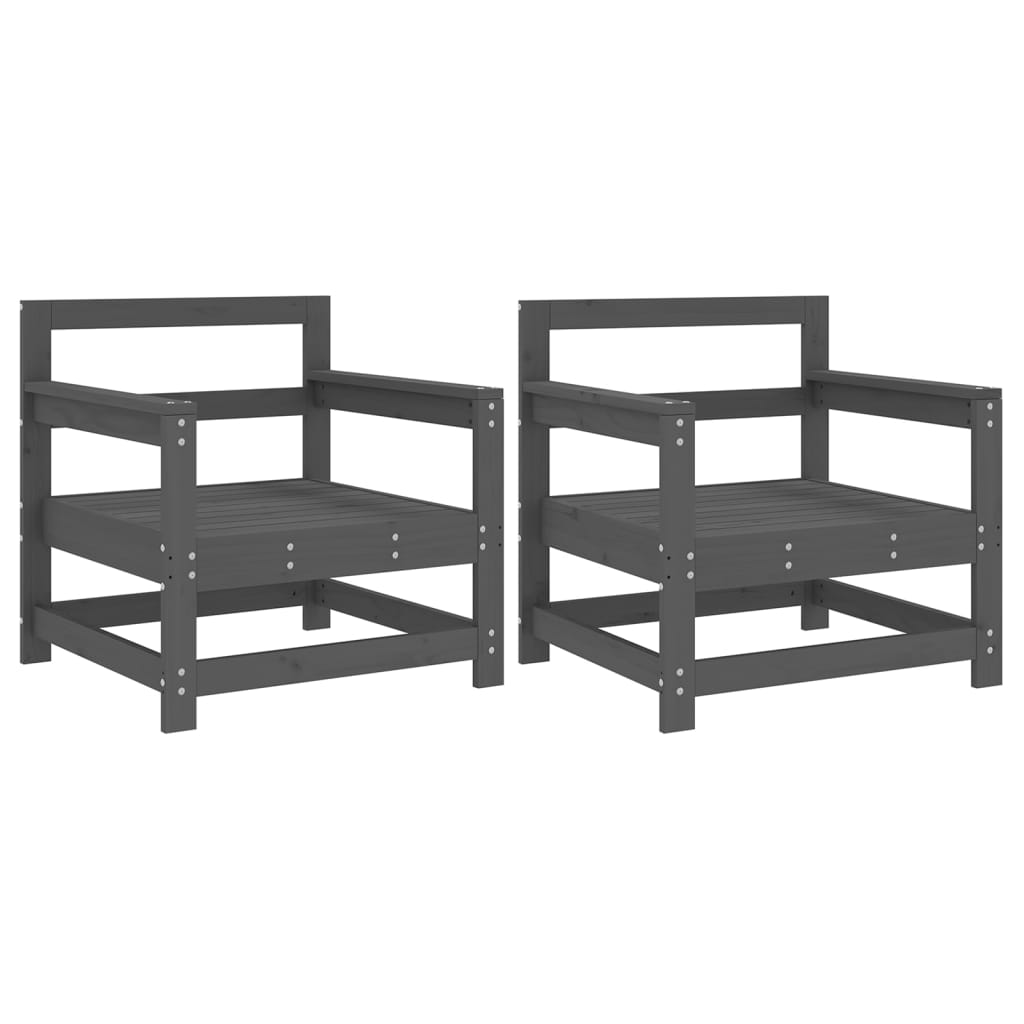 Gartenstühle 2 Stk. Grau Massivholz Kiefer - Pazzar.ch