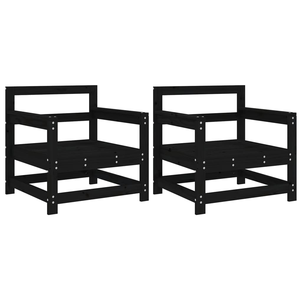Gartenstühle 2 Stk. Schwarz Massivholz Kiefer - Pazzar.ch