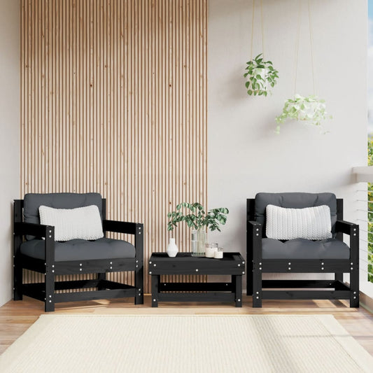 Gartenstühle 2 Stk. Schwarz Massivholz Kiefer - Pazzar.ch