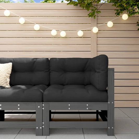 Garten-Ecksofa Grau Massivholz Kiefer - Pazzar.ch