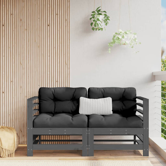 Garten-Ecksofas 2 Stk. Grau Massivholz Kiefer - Pazzar.ch