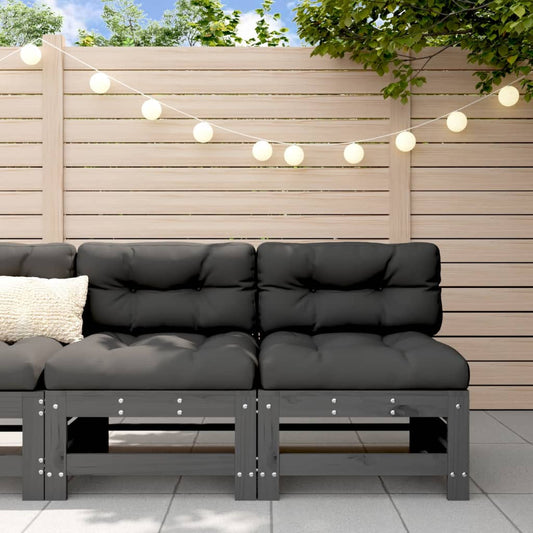 Garten-Mittelsofas 2 Stk. Grau Massivholz Kiefer - Pazzar.ch