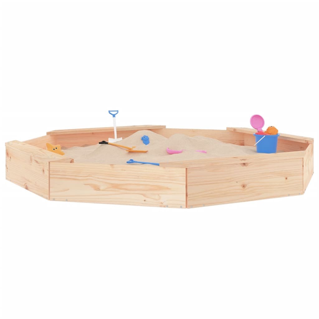 Sandkasten mit Sitzen Achteck Massivholz Kiefer - Pazzar.ch