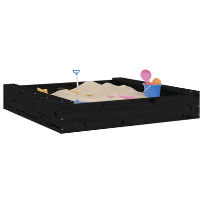 Sandkasten mit Sitzen Schwarz Quadratisch Massivholz Kiefer - Pazzar.ch