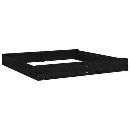 Sandkasten mit Sitzen Schwarz Quadratisch Massivholz Kiefer - Pazzar.ch