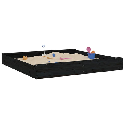 Sandkasten mit Sitzen Schwarz Quadratisch Massivholz Kiefer - Pazzar.ch
