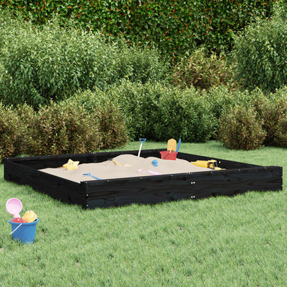 Sandkasten mit Sitzen Schwarz Quadratisch Massivholz Kiefer - Pazzar.ch