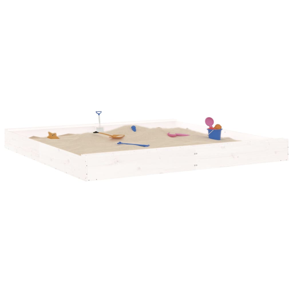 Sandkasten mit Sitzen Weiß Quadratisch Massivholz Kiefer - Pazzar.ch