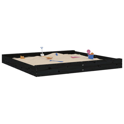 Sandkasten mit Sitzen Schwarz Quadratisch Massivholz Kiefer - Pazzar.ch