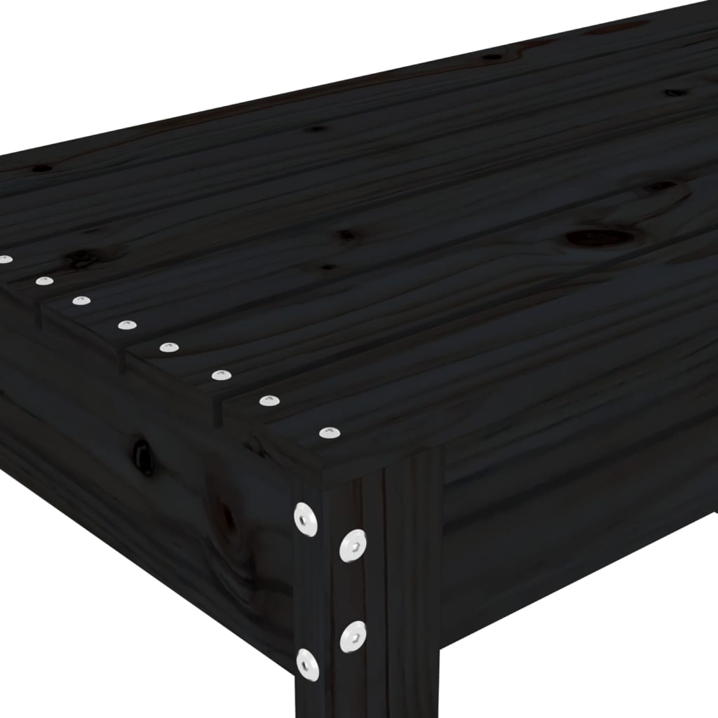 Gartenbank Schwarz 80x38x45 cm Massivholz Kiefer - Pazzar.ch