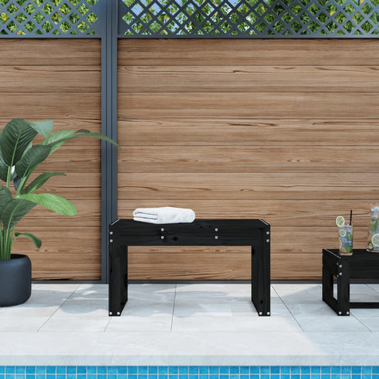 Gartenbank Schwarz 80x38x45 cm Massivholz Kiefer - Pazzar.ch