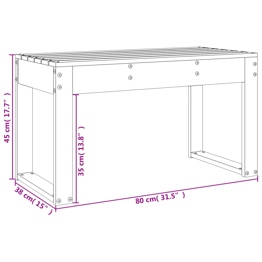 Gartenbank 80x38x45 cm Massivholz Douglasie - Pazzar.ch