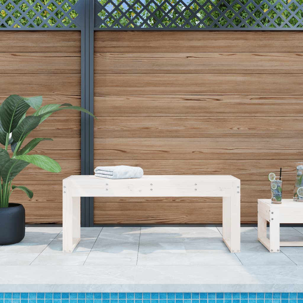 Gartenbank Weiß 110x38x45 cm Massivholz Kiefer - Pazzar.ch