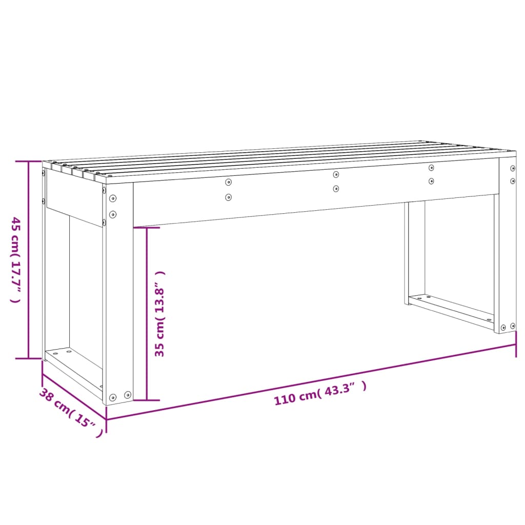 Gartenbank Honigbraun 110x38x45 cm Massivholz Kiefer - Pazzar.ch