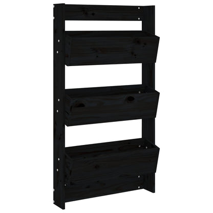 Wand-Pflanzkübel 3 Fächer 60x18,5x110 cm Schwarz Kiefernholz - Pazzar.ch