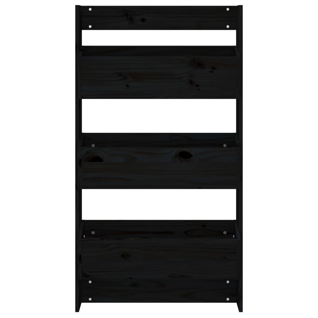 Wand-Pflanzkübel 3 Fächer 60x18,5x110 cm Schwarz Kiefernholz - Pazzar.ch