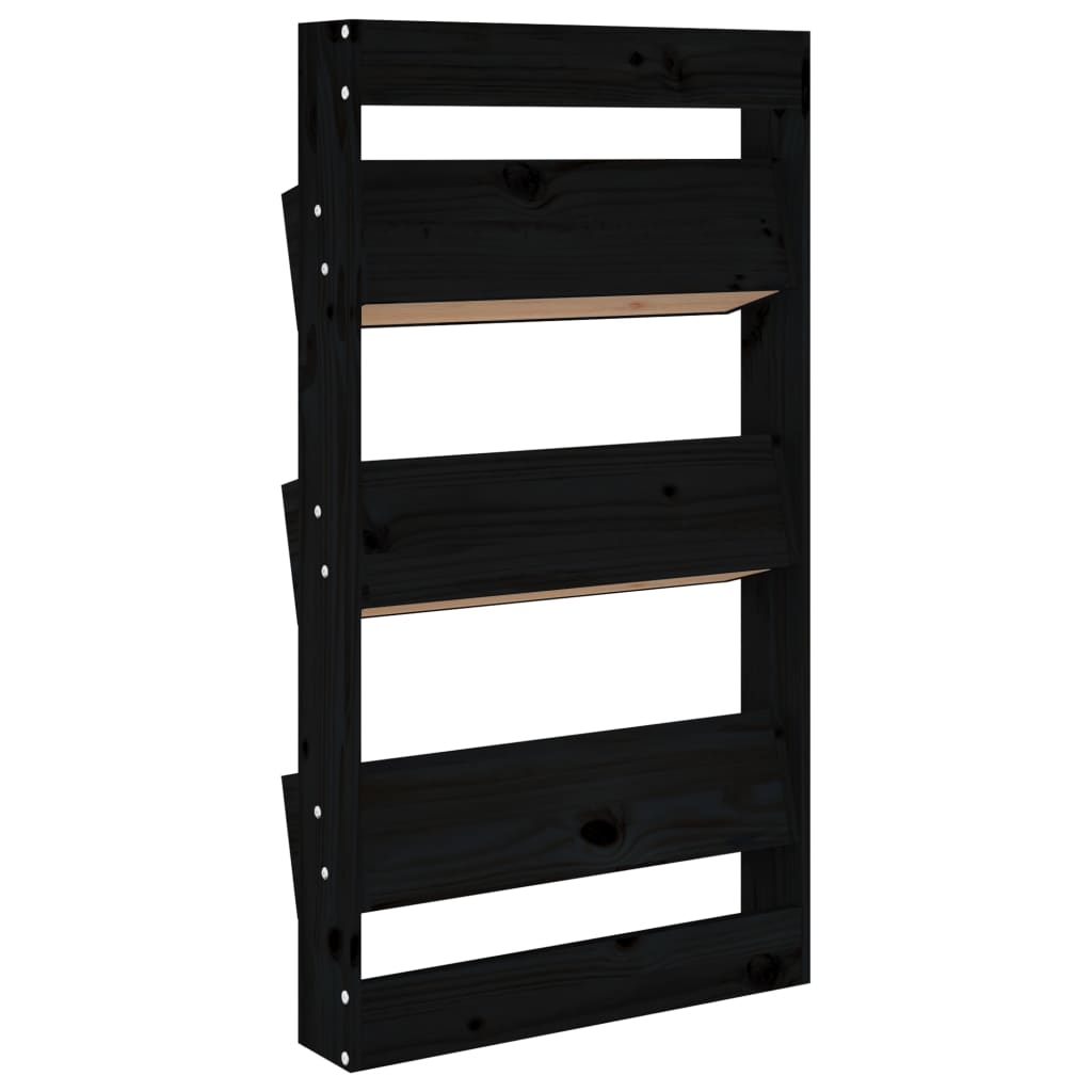 Wand-Pflanzkübel 3 Fächer 60x18,5x110 cm Schwarz Kiefernholz - Pazzar.ch