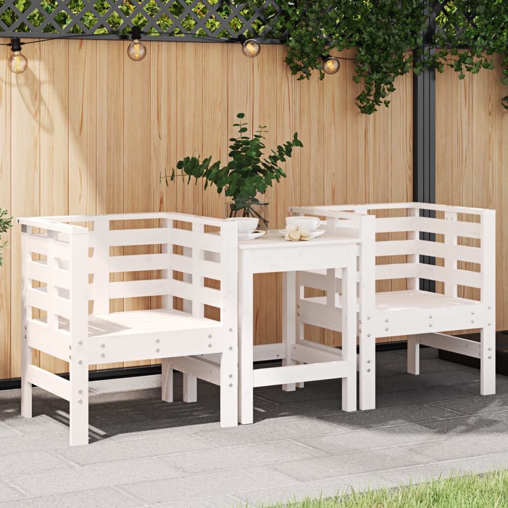 Gartenstühle 2 Stk. Weiß 61,5x53x71 cm Massivholz Kiefer - Pazzar.ch