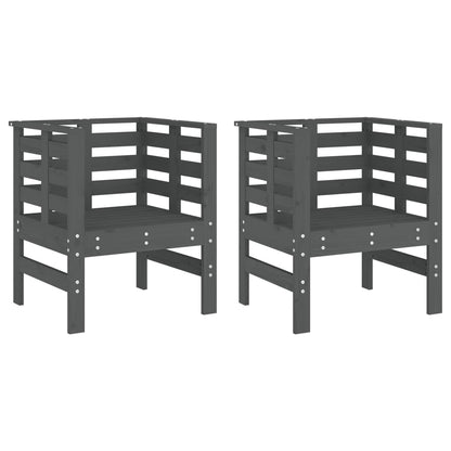 Gartenstühle 2 Stk. Grau 61,5x53x71 cm Massivholz Kiefer - Pazzar.ch