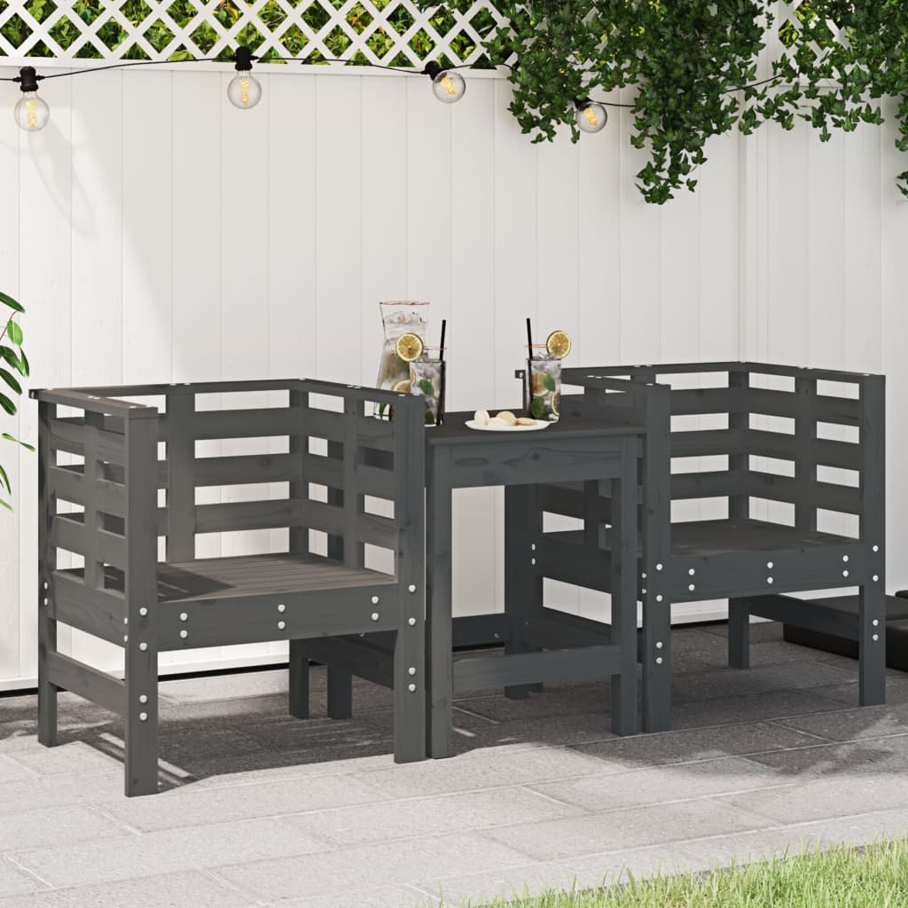 Gartenstühle 2 Stk. Grau 61,5x53x71 cm Massivholz Kiefer - Pazzar.ch