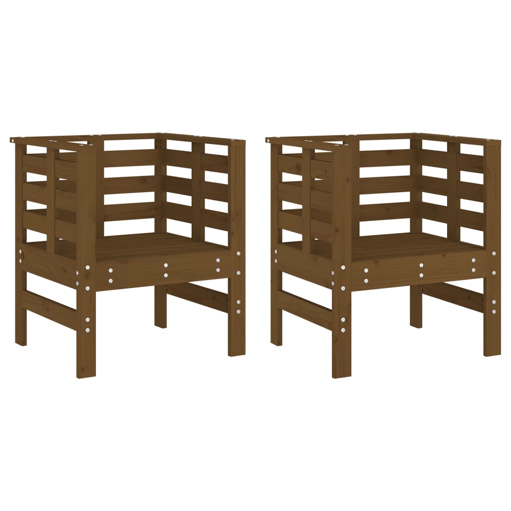 Gartenstühle 2 Stk. Honigbraun 61,5x53x71 cm Massivholz Kiefer - Pazzar.ch