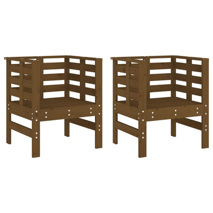 Gartenstühle 2 Stk. Honigbraun 61,5x53x71 cm Massivholz Kiefer - Pazzar.ch