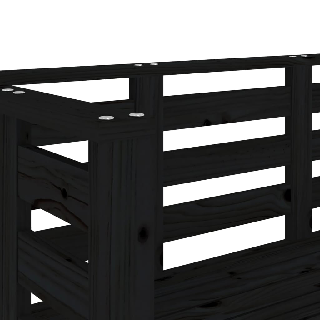 Gartenbank Schwarz 111,5x53x71 cm Massivholz Kiefer - Pazzar.ch