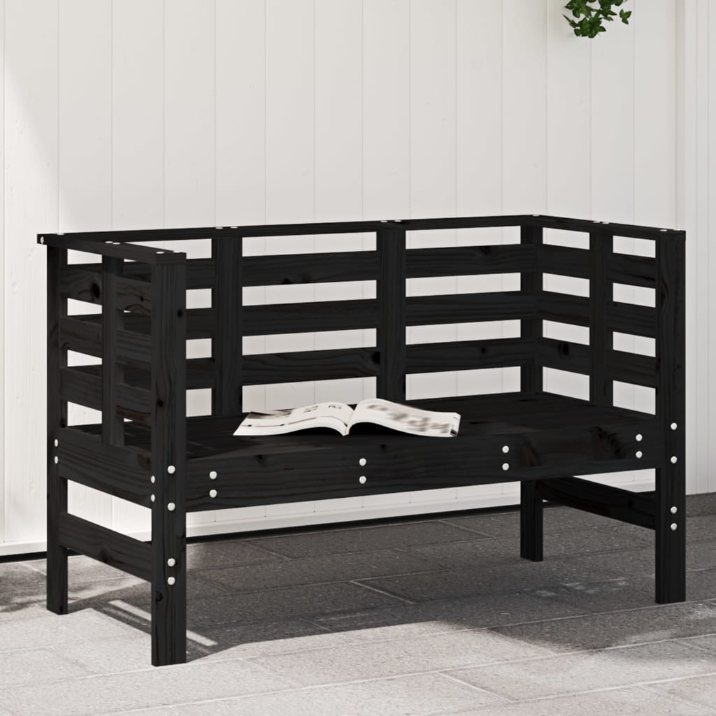 Gartenbank Schwarz 111,5x53x71 cm Massivholz Kiefer - Pazzar.ch