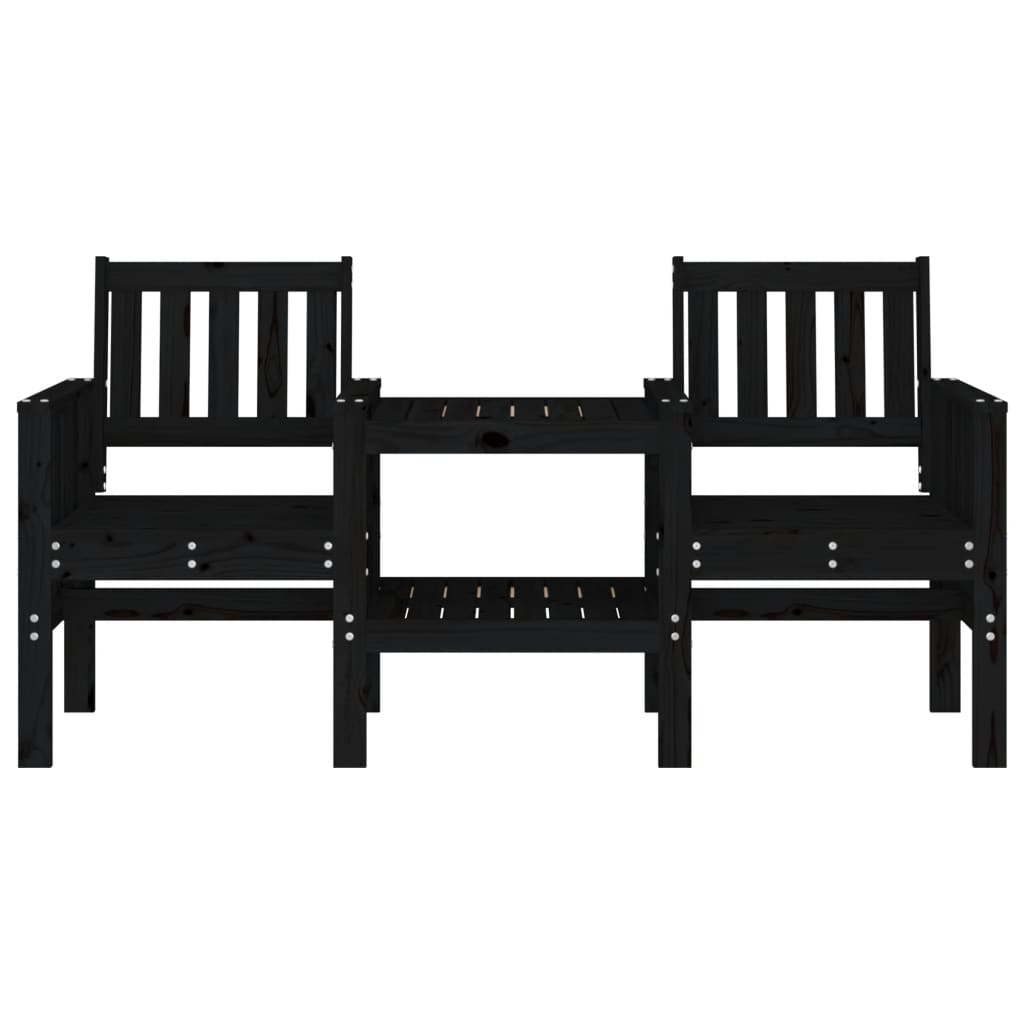 Gartenbank mit Tisch 2-Sitzer Schwarz Massivholz Kiefer - Pazzar.ch