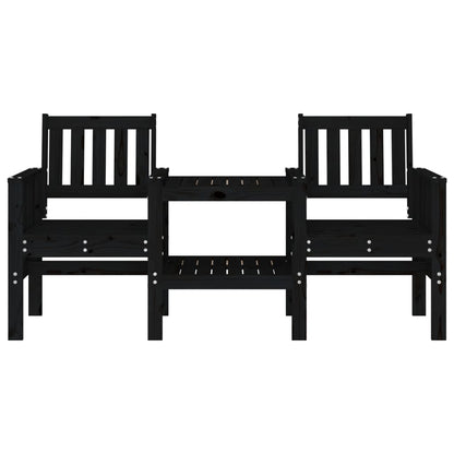 Gartenbank mit Tisch 2-Sitzer Schwarz Massivholz Kiefer - Pazzar.ch