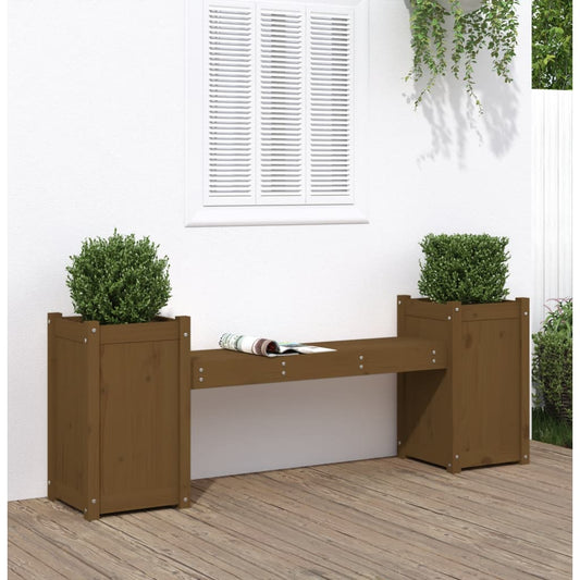 Gartenbank mit Pflanzkübeln Honigbraun 180x36x63 cm Massivholz - Pazzar.ch