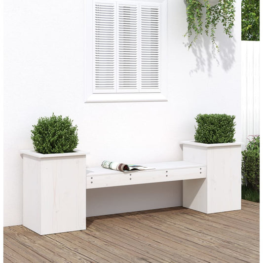 Gartenbank mit Pflanzkübeln Weiß 184,5x39,5x56,5 cm Kiefernholz - Pazzar.ch