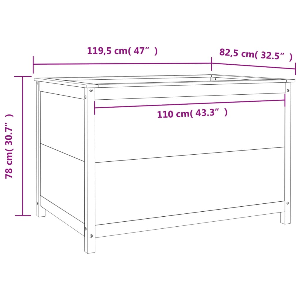 Hochbeet 119,5x82,5x78 cm Massivholz Kiefer - Pazzar.ch