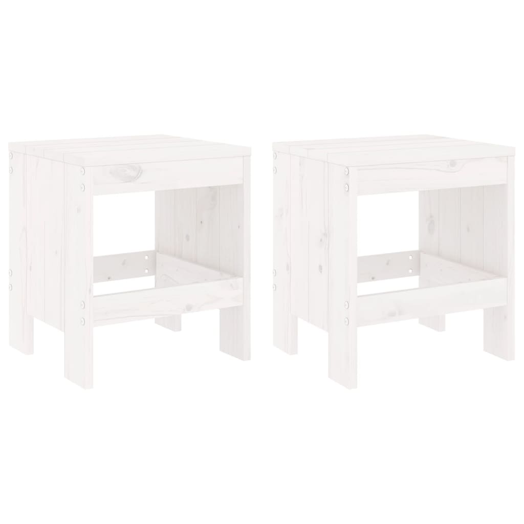 Gartenhocker 2 Stk. Weiß 40x36x45 cm Massivholz Kiefer - Pazzar.ch