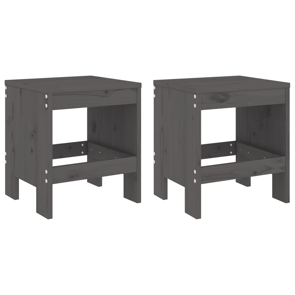 Gartenhocker 2 Stk. Grau 40x36x45 cm Massivholz Kiefer - Pazzar.ch