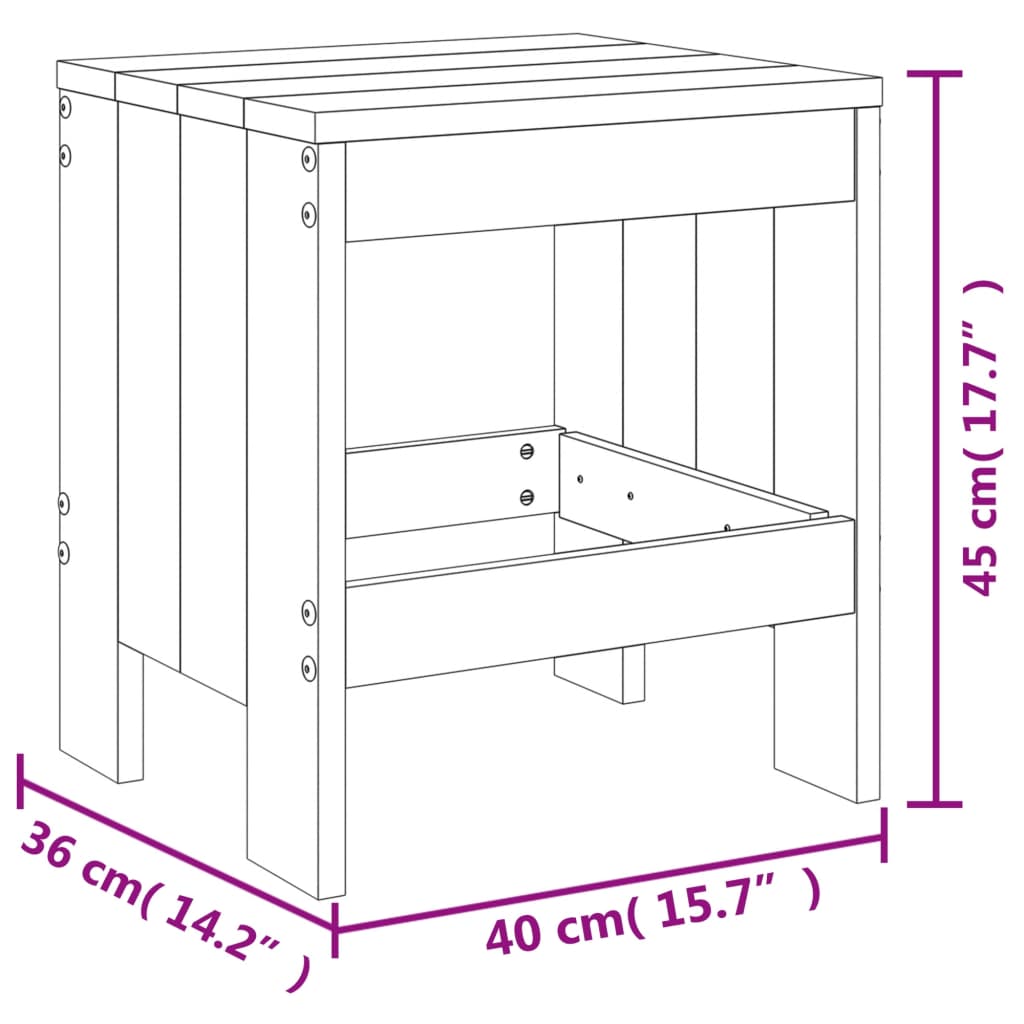 Gartenhocker 2 Stk. Grau 40x36x45 cm Massivholz Kiefer - Pazzar.ch