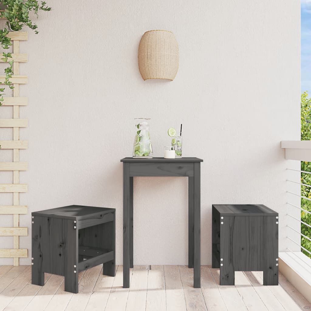 Gartenhocker 2 Stk. Grau 40x36x45 cm Massivholz Kiefer - Pazzar.ch
