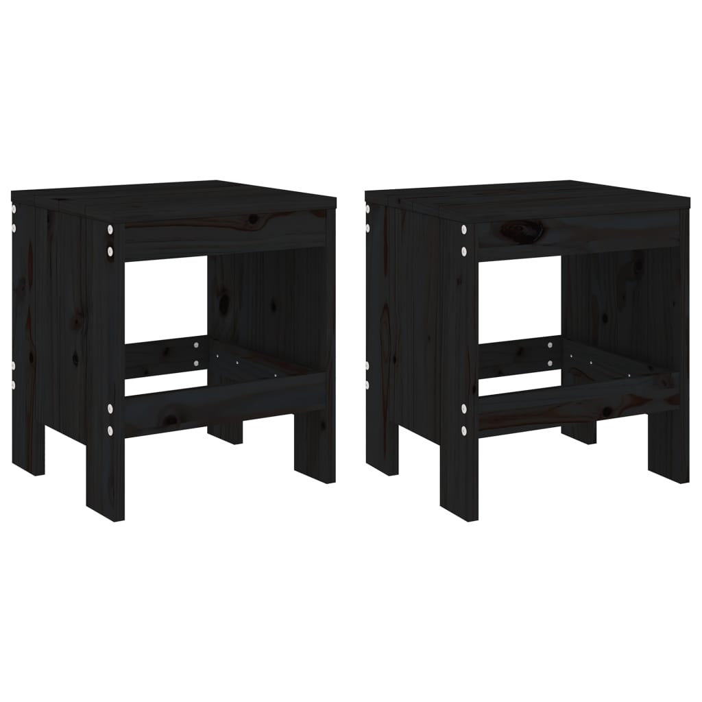 Gartenhocker 2 Stk. Schwarz 40x36x45 cm Massivholz Kiefer - Pazzar.ch
