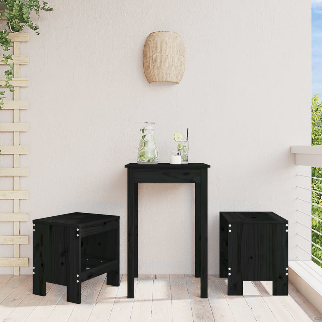 Gartenhocker 2 Stk. Schwarz 40x36x45 cm Massivholz Kiefer - Pazzar.ch