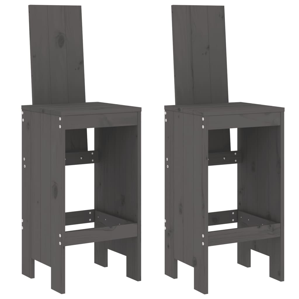 Barhocker 2 Stk. Grau 40x42x120 cm Massivholz Kiefer - Pazzar.ch