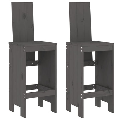 Barhocker 2 Stk. Grau 40x42x120 cm Massivholz Kiefer - Pazzar.ch