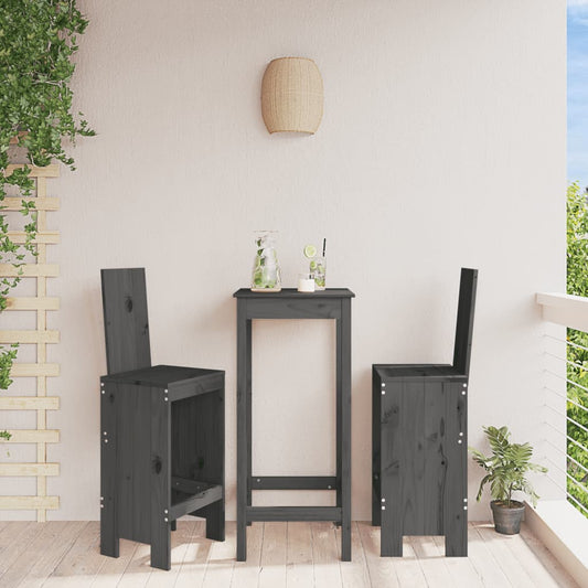 Barhocker 2 Stk. Grau 40x42x120 cm Massivholz Kiefer - Pazzar.ch