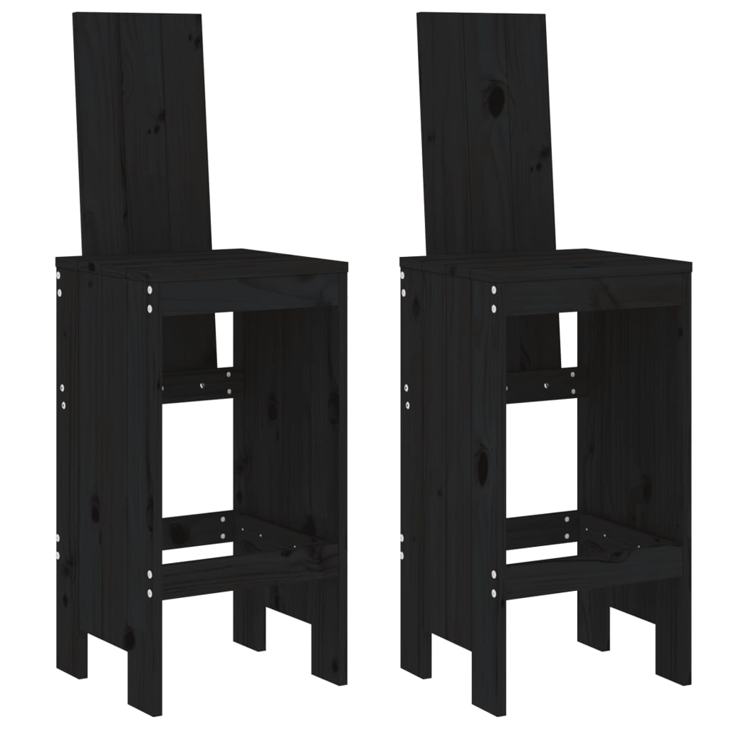 Barhocker 2 Stk. Schwarz 40x42x120 cm Massivholz Kiefer - Pazzar.ch