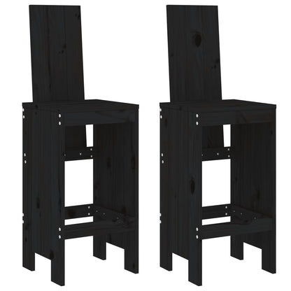 Barhocker 2 Stk. Schwarz 40x42x120 cm Massivholz Kiefer - Pazzar.ch
