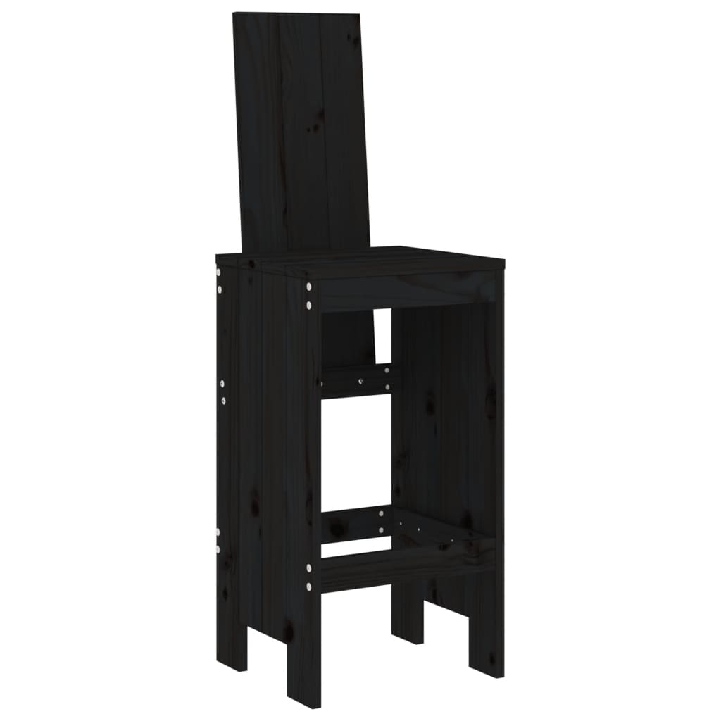 Barhocker 2 Stk. Schwarz 40x42x120 cm Massivholz Kiefer - Pazzar.ch