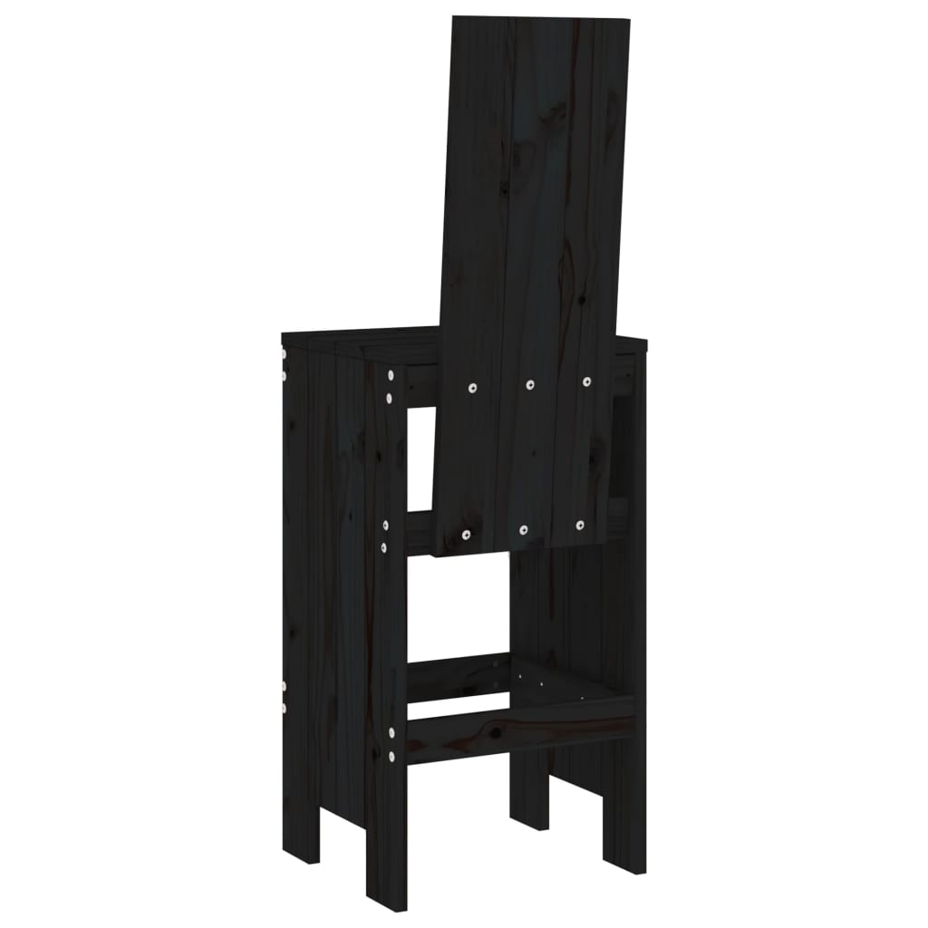 Barhocker 2 Stk. Schwarz 40x42x120 cm Massivholz Kiefer - Pazzar.ch