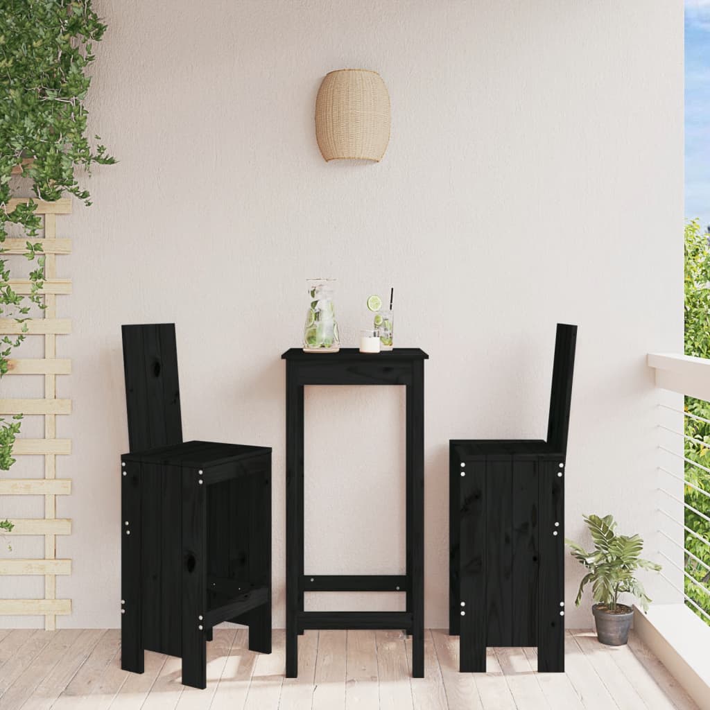 Barhocker 2 Stk. Schwarz 40x42x120 cm Massivholz Kiefer - Pazzar.ch