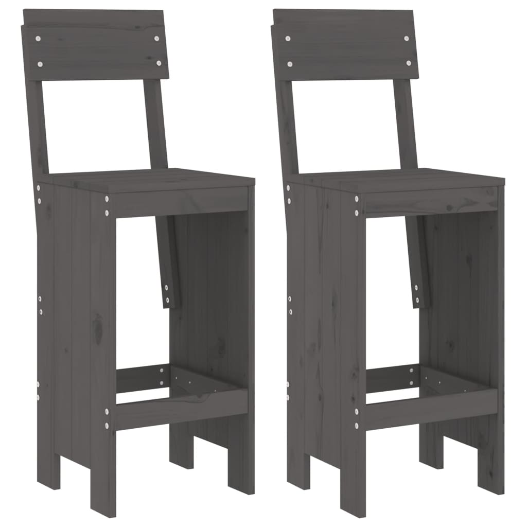 Barhocker 2 Stk. Grau 40x48,5x115,5 cm Massivholz Kiefer - Pazzar.ch