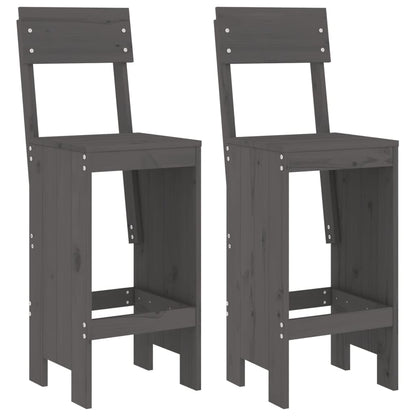 Barhocker 2 Stk. Grau 40x48,5x115,5 cm Massivholz Kiefer - Pazzar.ch